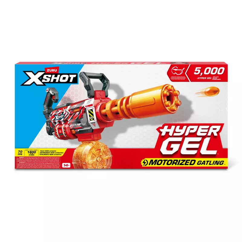 Gel blaster Zuru XSHOT Hyper Gel Gattlin Blaster — greito šaudymo žaislinis blasteris su besisukančia vamzdžiu