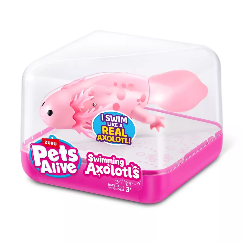 Minkštas žaislas Zuru Pets Alive Swimming Axolotls pliušinis žaislas, žaislinės katės dydis, modelis 9556UQ1