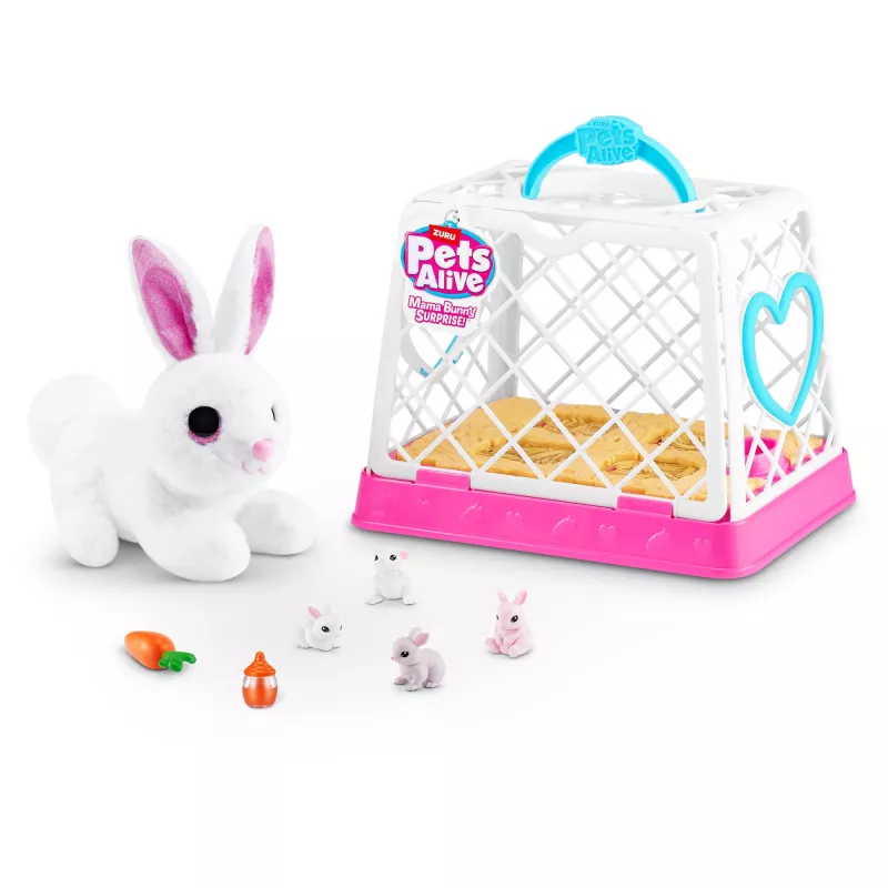 Pliusinis žaislas Zuru Mama Bunny & Baby Surprise, interaktyvi pliušinė pora, asorti