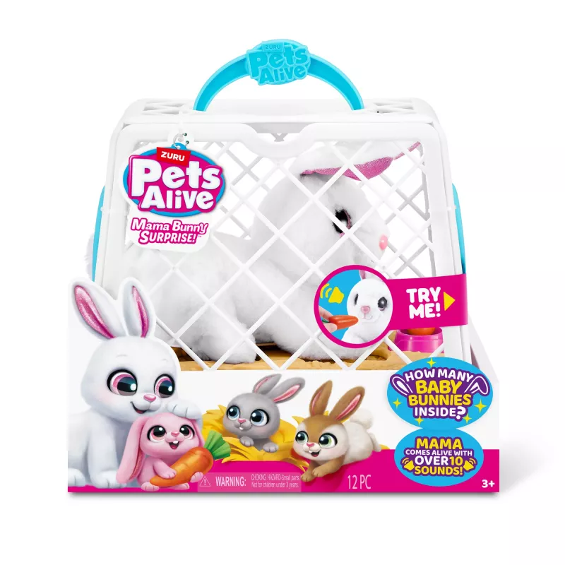 Pliusinis žaislas Zuru Mama Bunny & Baby Surprise, interaktyvi pliušinė pora, asorti