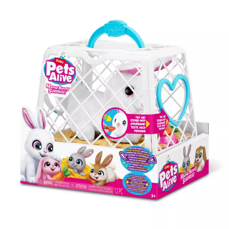 Pliusinis žaislas Zuru Mama Bunny & Baby Surprise, interaktyvi pliušinė pora, asorti