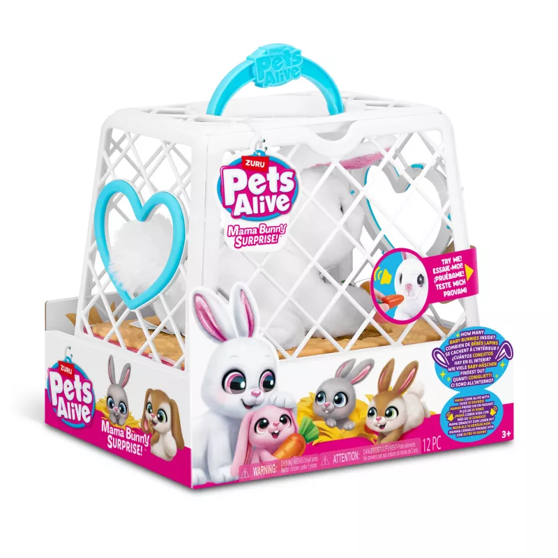 Pliusinis žaislas Zuru Mama Bunny & Baby Surprise, interaktyvi pliušinė pora, asorti
