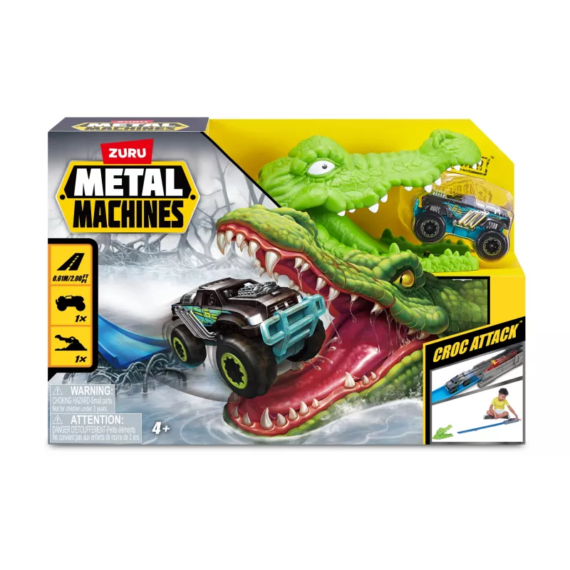ZURU Metal Machines - Spielset Krokodilangriff Rennbahn+ Auto