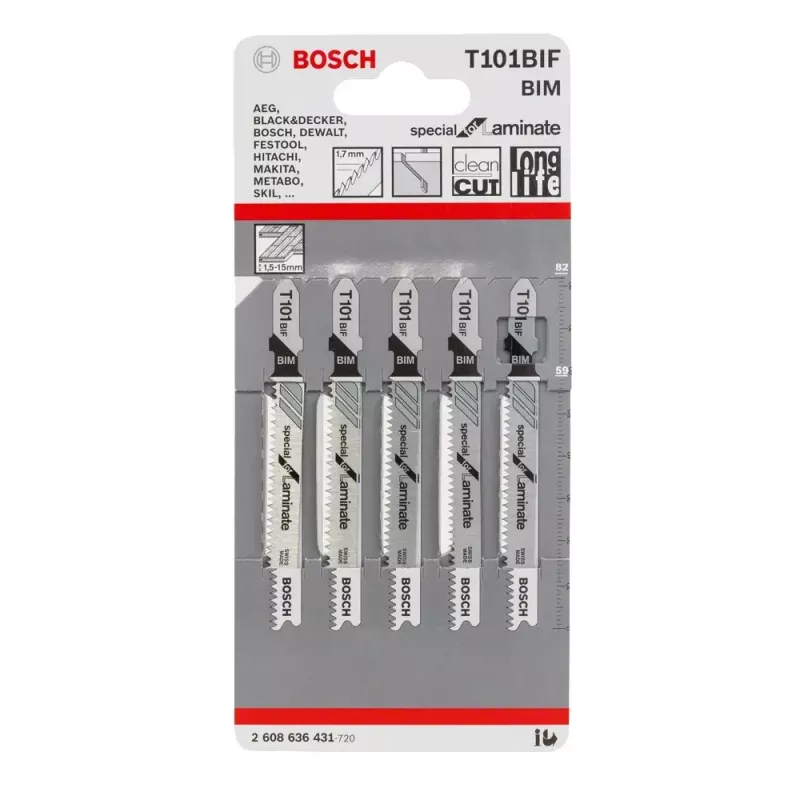 Bosch 2 608 636 431 siaurapjūklio / slankiojo pjūklo / atbulinio pjūklo peiliukas Siaurapjūklio peiliukas Bimetalinis 5 vnt.