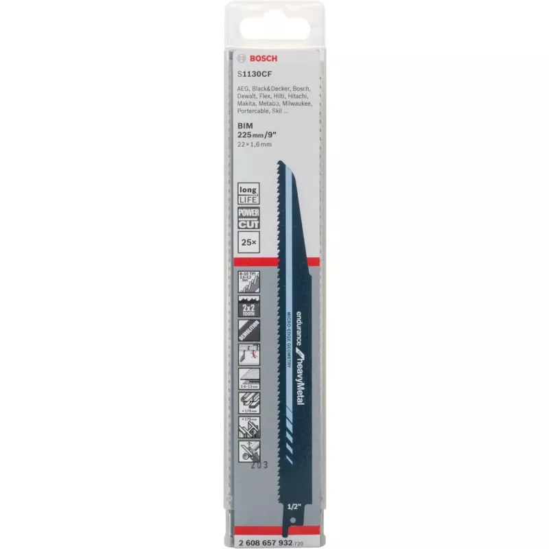 Siaurpjūklo diskai Bosch S 1130 CF Endurance metalui 225 mm, 25 vnt.