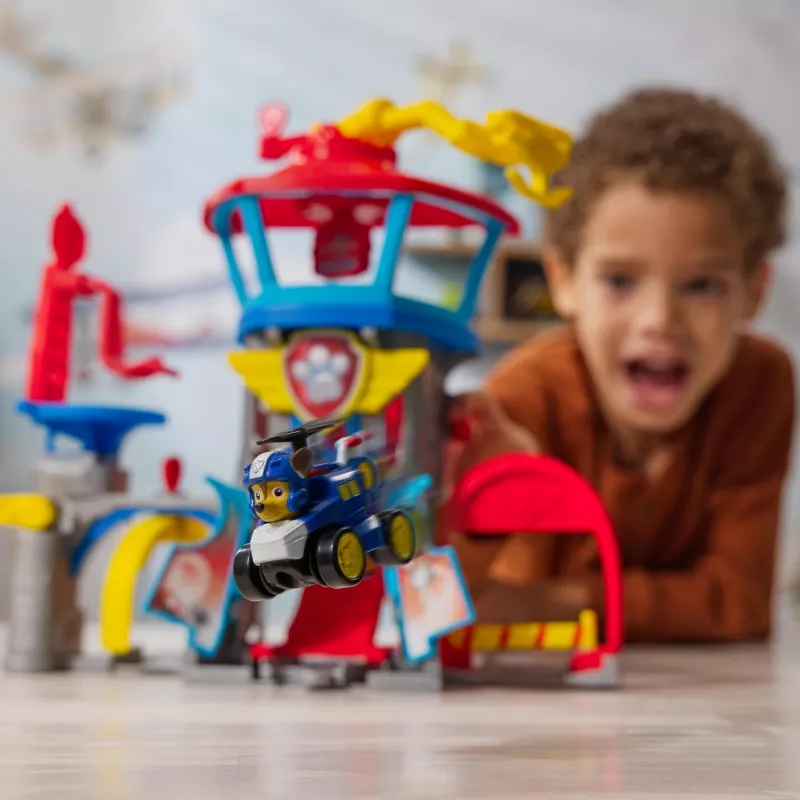 PAW Patrol : Air Rescue, Pup Squad Adventure Bay Airport Playset, su Chase žaisliniu automobiliu ir transporto priemonių paleidikliu, žaislai berniukams ir mergaitėms nuo 3 metų