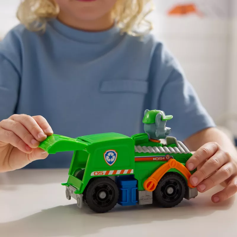 PAW Patrol, Rocky's Recycle Truck, Žaislinė transporto priemonė su kolekcionuojama veiksmo figūrėle, Tvariai mąstantys vaikiški žaislai berniukams ir mergaitėms nuo 3 metų
