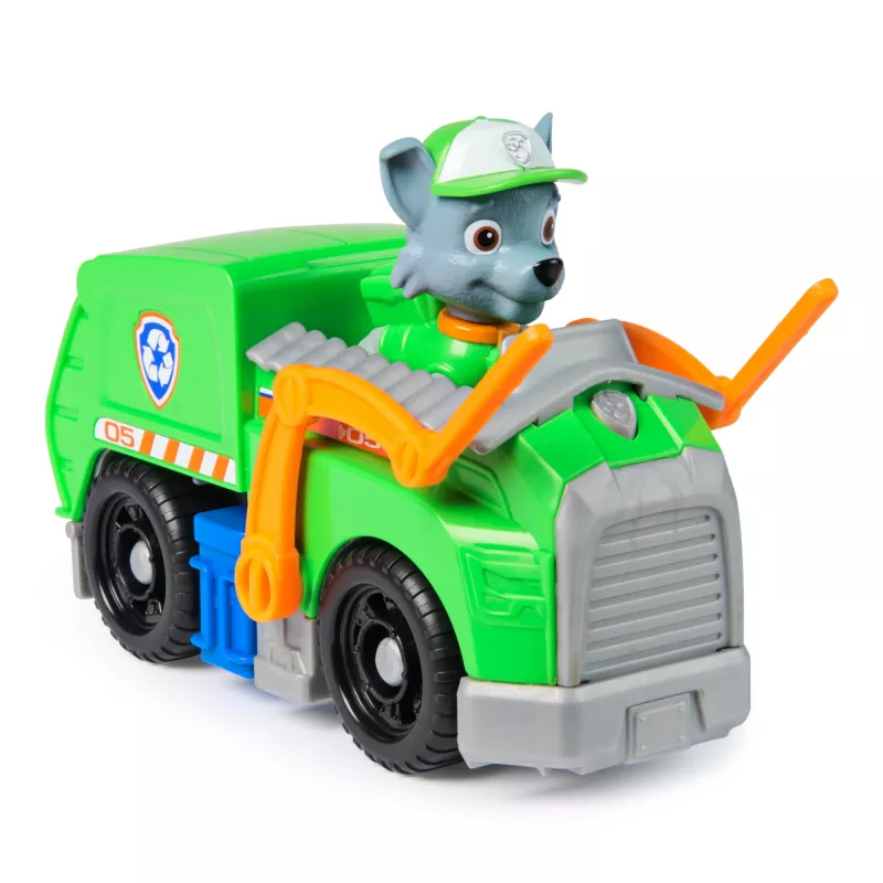 PAW Patrol, Rocky's Recycle Truck, Žaislinė transporto priemonė su kolekcionuojama veiksmo figūrėle, Tvariai mąstantys vaikiški žaislai berniukams ir mergaitėms nuo 3 metų