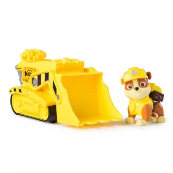 PAW Patrol , Rubble’s buldozerio žaislinis sunkvežimis su kolekcionuojama veiksmo figūrėle, tvariai mąstantys žaislai berniukams ir mergaitėms nuo 3 metų