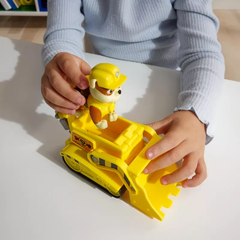 PAW Patrol , Rubble’s buldozerio žaislinis sunkvežimis su kolekcionuojama veiksmo figūrėle, tvariai mąstantys žaislai berniukams ir mergaitėms nuo 3 metų