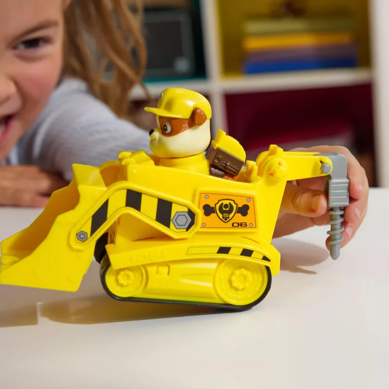 PAW Patrol , Rubble’s buldozerio žaislinis sunkvežimis su kolekcionuojama veiksmo figūrėle, tvariai mąstantys žaislai berniukams ir mergaitėms nuo 3 metų