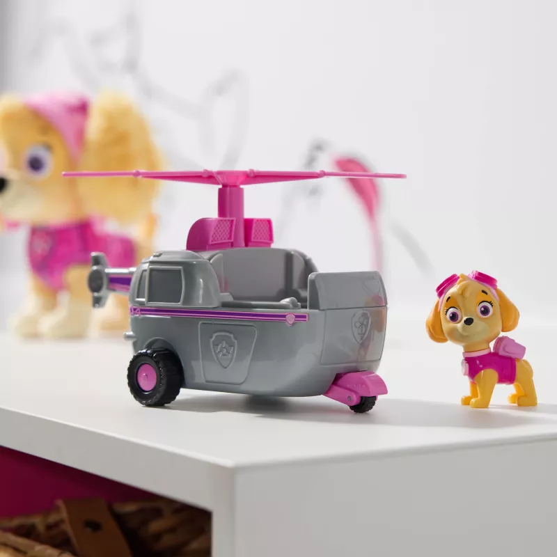 PAW Patrol, Skye sraigtasparnis, žaislinė transporto priemonė su kolekcionuojama veikėjo figūrėle, tvariai sukurtas vaikų žaislas berniukams ir mergaitėms nuo 3 metų