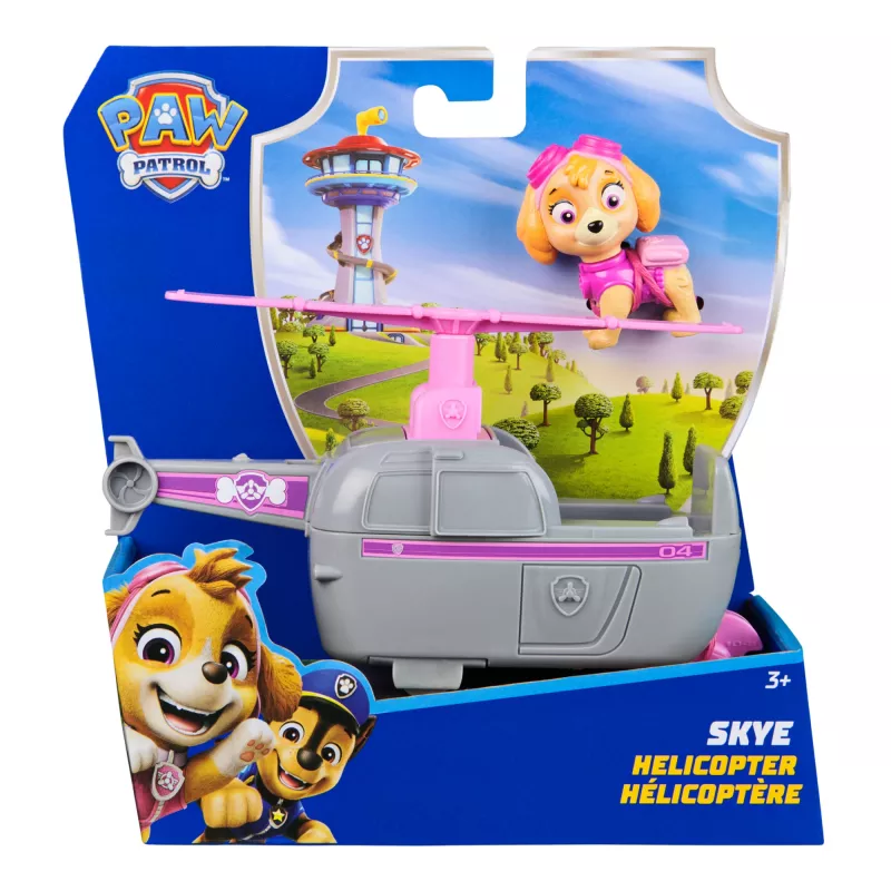 PAW Patrol, Skye sraigtasparnis, žaislinė transporto priemonė su kolekcionuojama veikėjo figūrėle, tvariai sukurtas vaikų žaislas berniukams ir mergaitėms nuo 3 metų