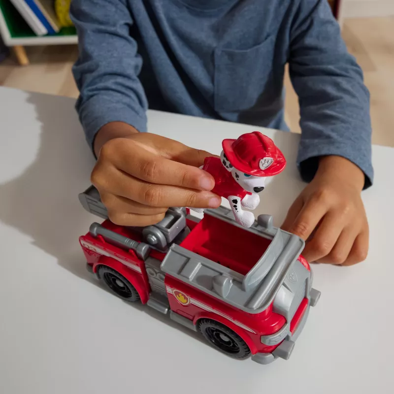 PAW Patrol , Marshallo gaisrinė mašina, žaislinė transporto priemonė su kolekcionuojama veiksmo figūrėle, tvarūs vaikiški žaislai berniukams ir mergaitėms nuo 3 metų