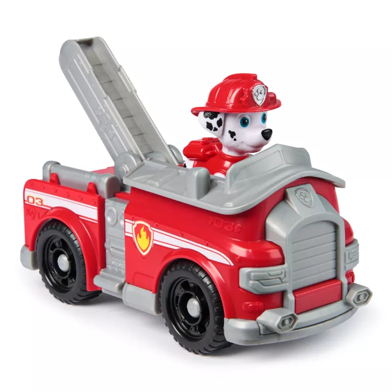 PAW Patrol , Marshallo gaisrinė mašina, žaislinė transporto priemonė su kolekcionuojama veiksmo figūrėle, tvarūs vaikiški žaislai berniukams ir mergaitėms nuo 3 metų