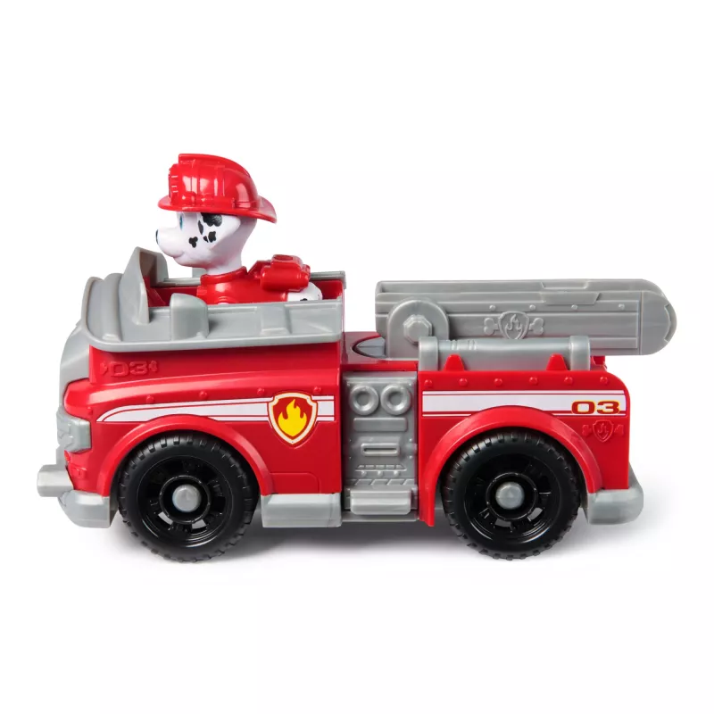 PAW Patrol , Marshallo gaisrinė mašina, žaislinė transporto priemonė su kolekcionuojama veiksmo figūrėle, tvarūs vaikiški žaislai berniukams ir mergaitėms nuo 3 metų