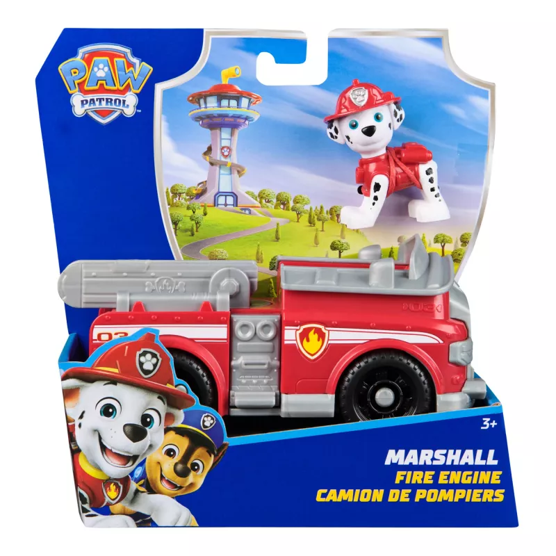 PAW Patrol , Marshallo gaisrinė mašina, žaislinė transporto priemonė su kolekcionuojama veiksmo figūrėle, tvarūs vaikiški žaislai berniukams ir mergaitėms nuo 3 metų