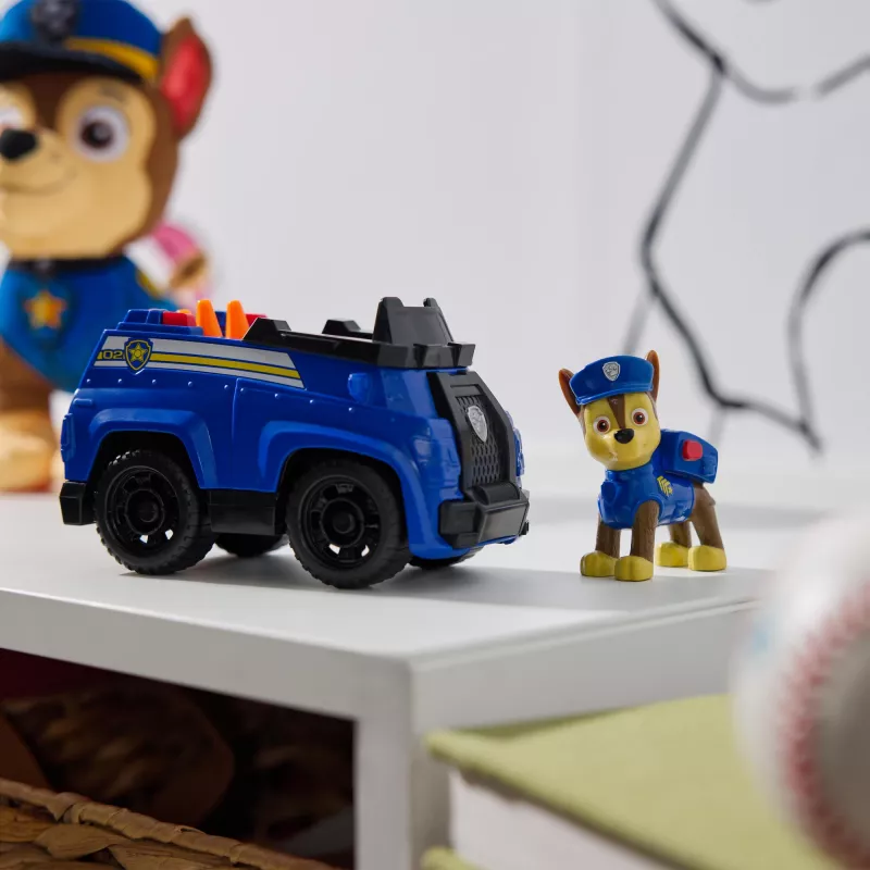 PAW Patrol , Chase’o patrulinis kreiseris, žaislinis automobilis su kolekcionuojama figūrėle, tvariai sukurtas vaikų žaislas berniukams ir mergaitėms nuo 3 metų
