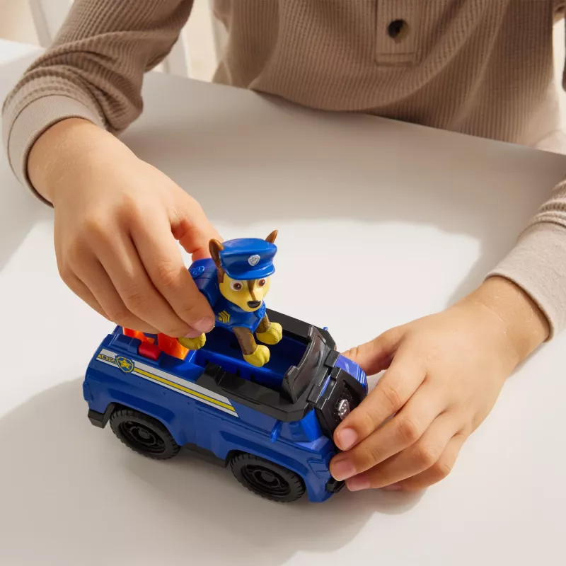 PAW Patrol , Chase’o patrulinis kreiseris, žaislinis automobilis su kolekcionuojama figūrėle, tvariai sukurtas vaikų žaislas berniukams ir mergaitėms nuo 3 metų