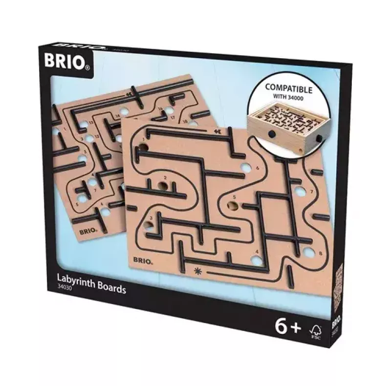 Medinis labirinto stalo žaidimas Ravensburger BRIO Labyrinth Boards, juoda, 273×228×9 mm, nuo 6 metų
