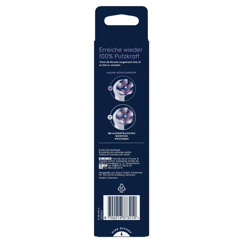 Oral-B 373210 dantų šepetėlio galvutė 2 vnt. Balta