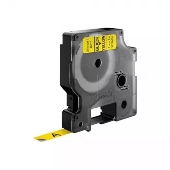 DYMO Authentic D1 etiketės | Juodas spaudas ant geltonos juostos | 9 mm x 7 m | Lipnios etiketės LabelManager etikečių gamintojams | Pagaminta Europoje