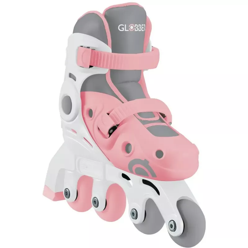 Vaikiškos mokymosi pačiūžos GLOBBER 2 in 1 dydis 30–33 rožinės – reguliuojamos pradedančiųjų inline/quad komplektas