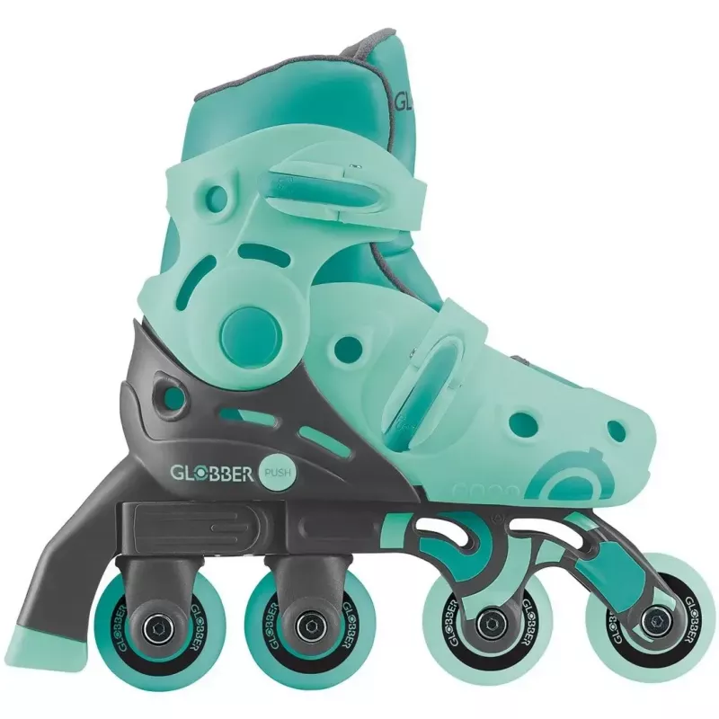Pačiūžos GLOBBER Learning Skates 2 in 1 26–29 dydžio mėtinės — reguliuojamos vaikiškos mokymosi pačiūžos