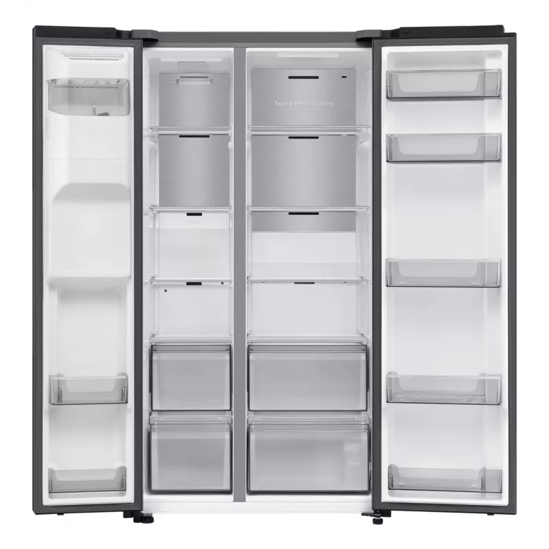 Šaldytuvas Samsung Series 7 RS70F66KCF šalia vienas kito Laisvai pastatomas 634 L Juodas
