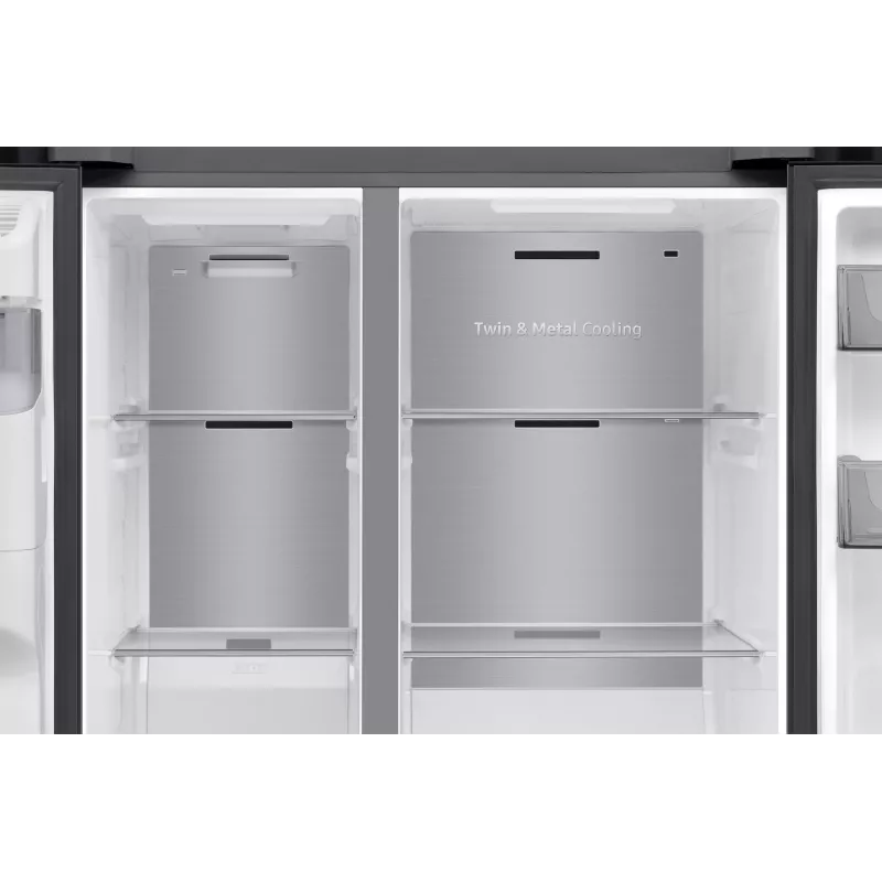 Šaldytuvas Samsung Series 7 RS70F66KCF šalia vienas kito Laisvai pastatomas 634 L Juodas