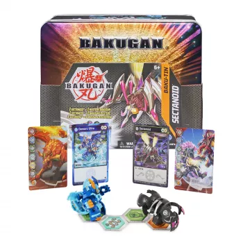 Bakugan Baku-Tin, Sectanoid, aukščiausios kokybės kolekcinė laikymo dėžutė su paslaptingu žaislu, mainų kortelėmis, žaislai berniukams nuo 6 metų