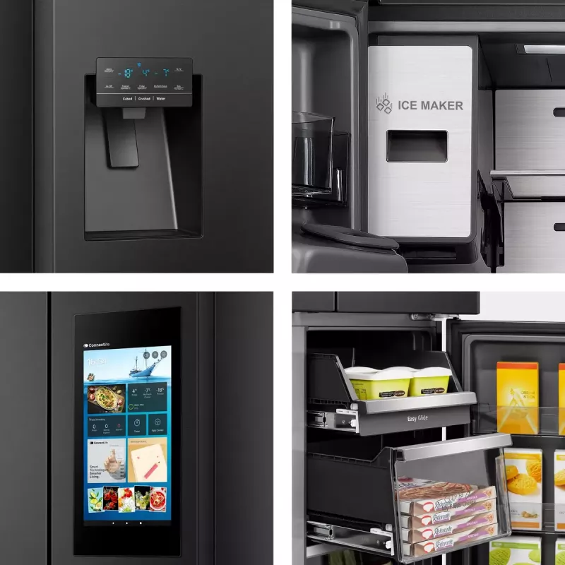 Šaldytuvas Hisense Cross door RQ760N4IFE – laisvai pastatomas, daugiaduris, 577 L bendras tūris, juodos spalvos