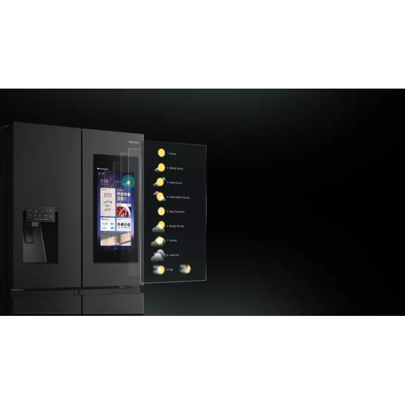 Šaldytuvas Hisense Cross door RQ760N4IFE – laisvai pastatomas, daugiaduris, 577 L bendras tūris, juodos spalvos