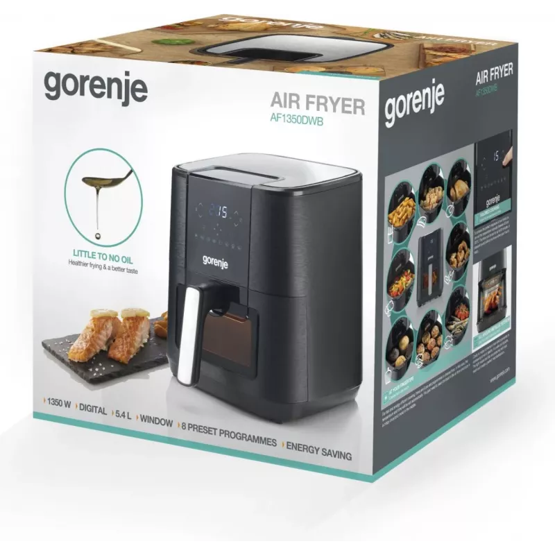 Gorenje AF1350DWB Single 5.4 L Stacionari 1350 W Karšto oro gruzdintuvė Juoda