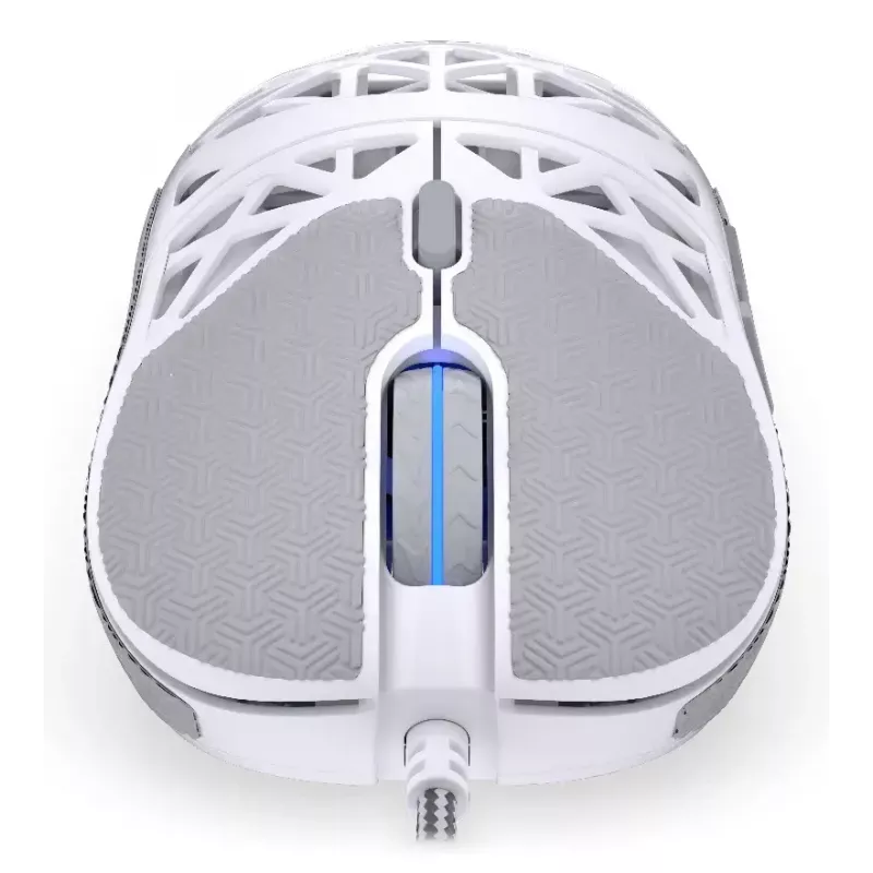 Laidinė žaidimų pelė ENDORFY LIV Onyx White — abiem rankoms tinkama, optinė 12000 DPI, 6 mygtukai, 1,8 m kabelis