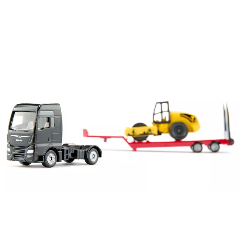 Siku MAN sunkvežimis su kelių volu, Sunkvežimio / priekabos modelis, 1:87, MAN, Berniukams/mergaitėms, Metalas, Plastikas, Raudona, Geltona