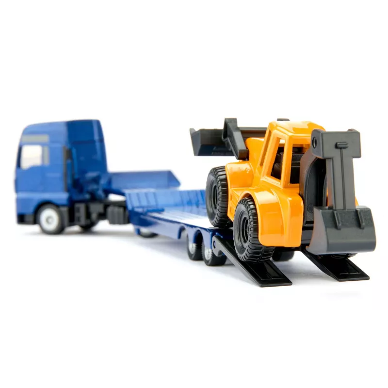 Siku MAN sunkvežimis su ekskavatoriumi-krautuvu, sunkvežimio / priekabos modelis, 1:87, MAN, berniukams / mergaitėms, metalas, plastikas, mėlyna, geltona