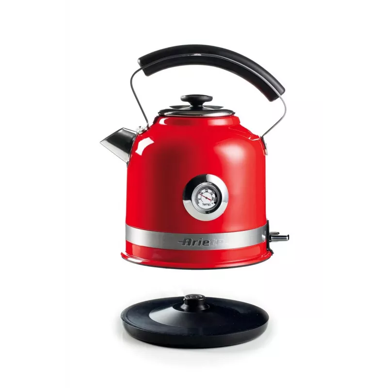 Ariete 2854 Moderna elektrinis virdulys, 2000 W, 1,7 l talpa, 360° belaidis, automatinio išjungimo sistema, nuimamas filtras, matomas vandens lygis, termometras, raudonas