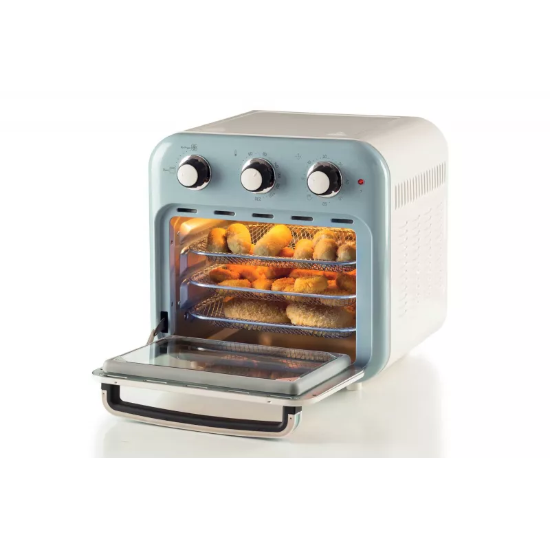 Arietė 4632 Oro gruzdintuvė ir orkaitė Vintage, 1400W, 2v1, Talpa 16L, Priedai, Laikmatis 60 min., Dvigubas stiklas, mėlyna