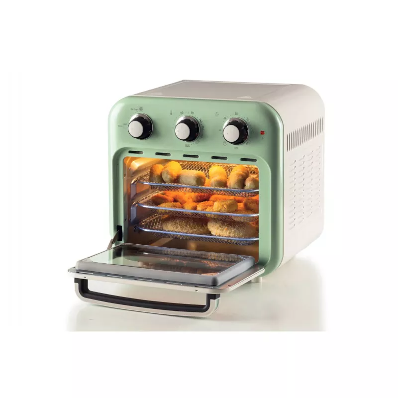 Arietė 4632 Oro gruzdintuvė ir orkaitė Vintage, 1400W, 2in1, Talpa 16L, Priedai įtraukti, Laikmatis 60 min., Dvigubas stiklas, Žalia