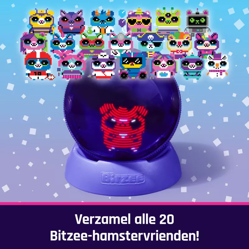 Interaktyvus žaislas – rutulys žiurkėnui Spinmaster Bitzee su 20+ skaitmeninių žiurkėnų, rieda ir reaguoja į prisilietimą, AA baterijos, įvairiaspalvis