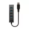 Lindy 4 prievadų USB 3.0 šakotuvas, USB 3.2 Gen 1 (3.1 Gen 1) Type-A, USB 3.2 Gen 1 (3.1 Gen 1) Type-A, 5000 Mbit/s, juodas, aliuminis, plastikas, 0,3 m