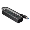Lindy 4 prievadų USB 3.0 šakotuvas, USB 3.2 Gen 1 (3.1 Gen 1) Type-A, USB 3.2 Gen 1 (3.1 Gen 1) Type-A, 5000 Mbit/s, juodas, aliuminis, plastikas, 0,3 m