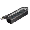 Lindy 4 prievadų USB 3.0 šakotuvas, USB 3.2 Gen 1 (3.1 Gen 1) Type-A, USB 3.2 Gen 1 (3.1 Gen 1) Type-A, 5000 Mbit/s, juodas, aliuminis, plastikas, 0,3 m