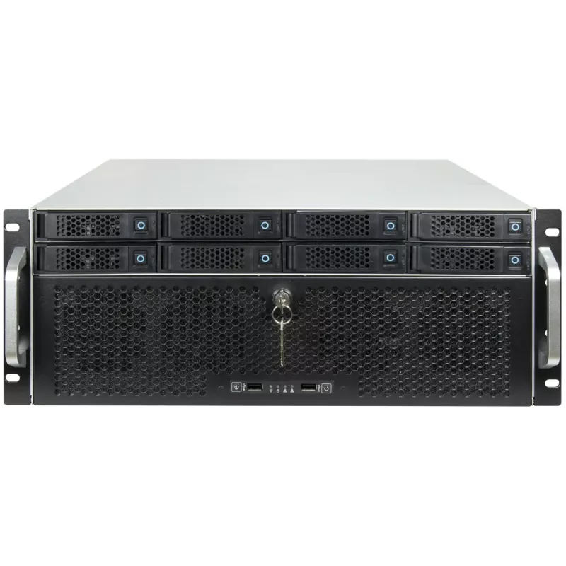Serverio korpuso dėklas INTER-TECH IPC 4U-4708 — 4U, juodas, palaiko ATX/PS2 maitinimo bloką, 4x priekiniai 80 mm, 2x galiniai 80 mm, 2,5/3,5 colio HDD