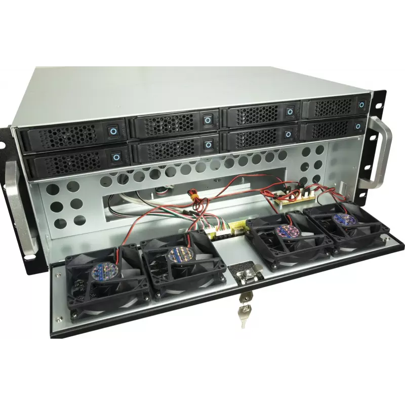 Serverio korpuso dėklas INTER-TECH IPC 4U-4708 — 4U, juodas, palaiko ATX/PS2 maitinimo bloką, 4x priekiniai 80 mm, 2x galiniai 80 mm, 2,5/3,5 colio HDD