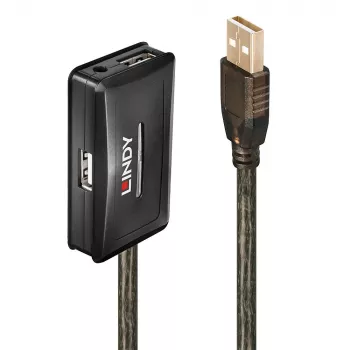 Lindy 10 m USB 2.0 aktyvus plėtimo šakotuvas, USB 2.0, USB 2.0, 480 Mbit/s, pilka, 28/24, 10 m