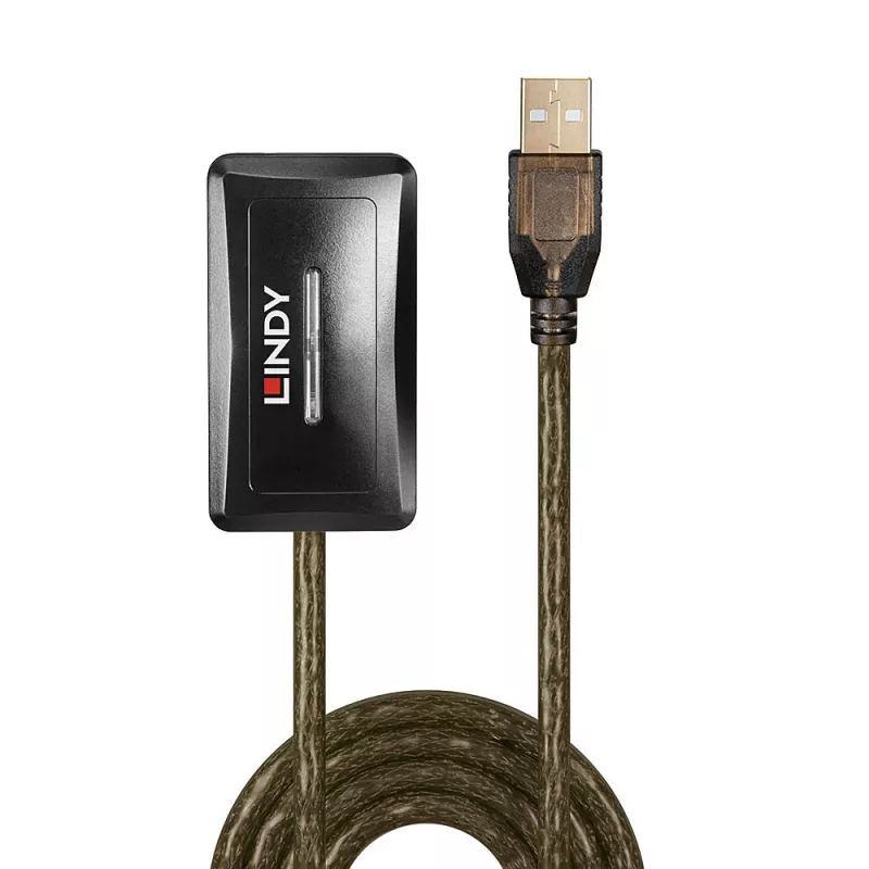 Lindy 10 m USB 2.0 aktyvus plėtimo šakotuvas, USB 2.0, USB 2.0, 480 Mbit/s, pilka, 28/24, 10 m