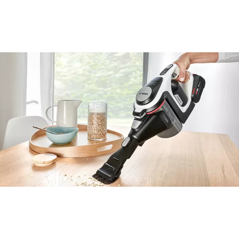 Bosch Serie 8 BSS825ALL belaidis dulkių siurblys / elektrinė šluota Baterija Sausas Be maišelio Juoda, Balta 5 Ah
