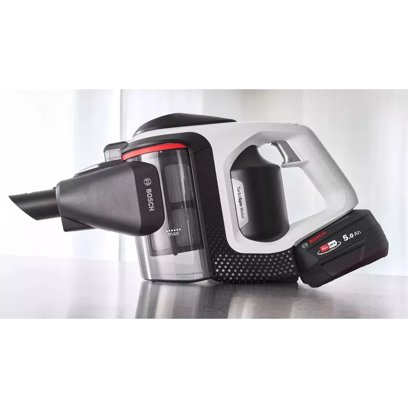 Bosch Serie 8 BSS825ALL belaidis dulkių siurblys / elektrinė šluota Baterija Sausas Be maišelio Juoda, Balta 5 Ah